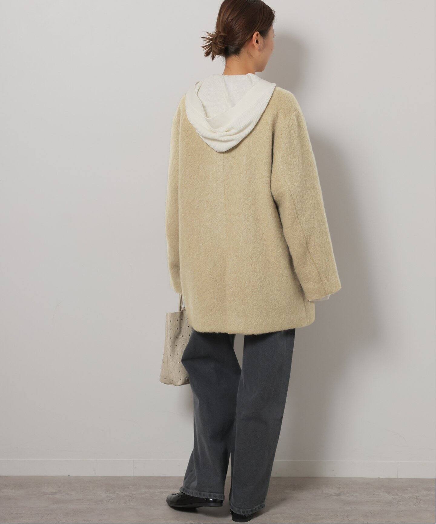 ウールモヘヤミックスノーカラージャケット（ノーカラージャケット  