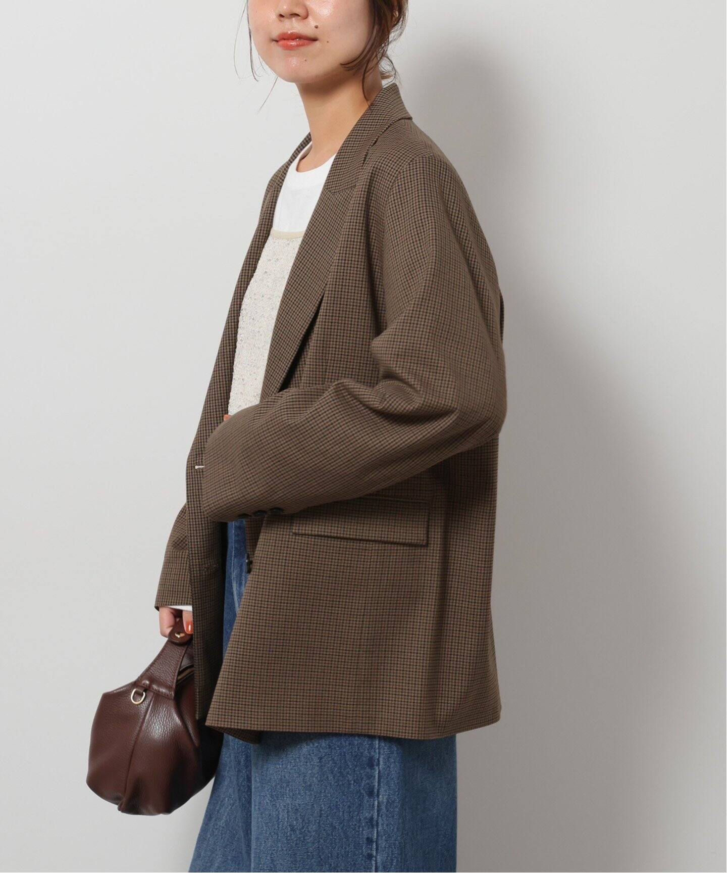 追加》ダブルフロントチェックジャケット（テーラードジャケット  