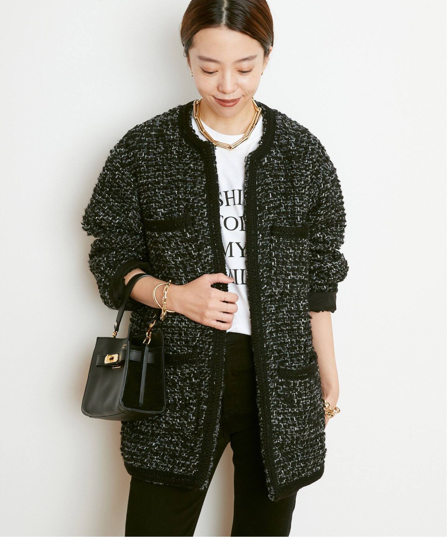 Col Pierrot/コルピエロ】CHAUMES TWEED ジャケット（ノーカラー  