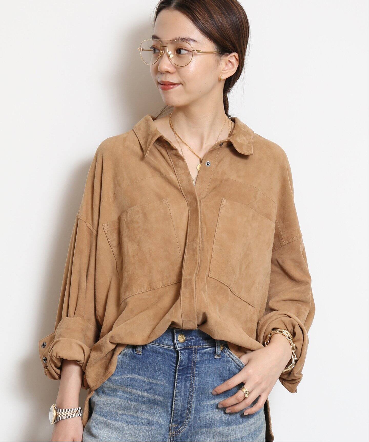 OneTeaspoon/ワンティースプーン】 SAND SUEDE LEATHER SHIRT（レザー 