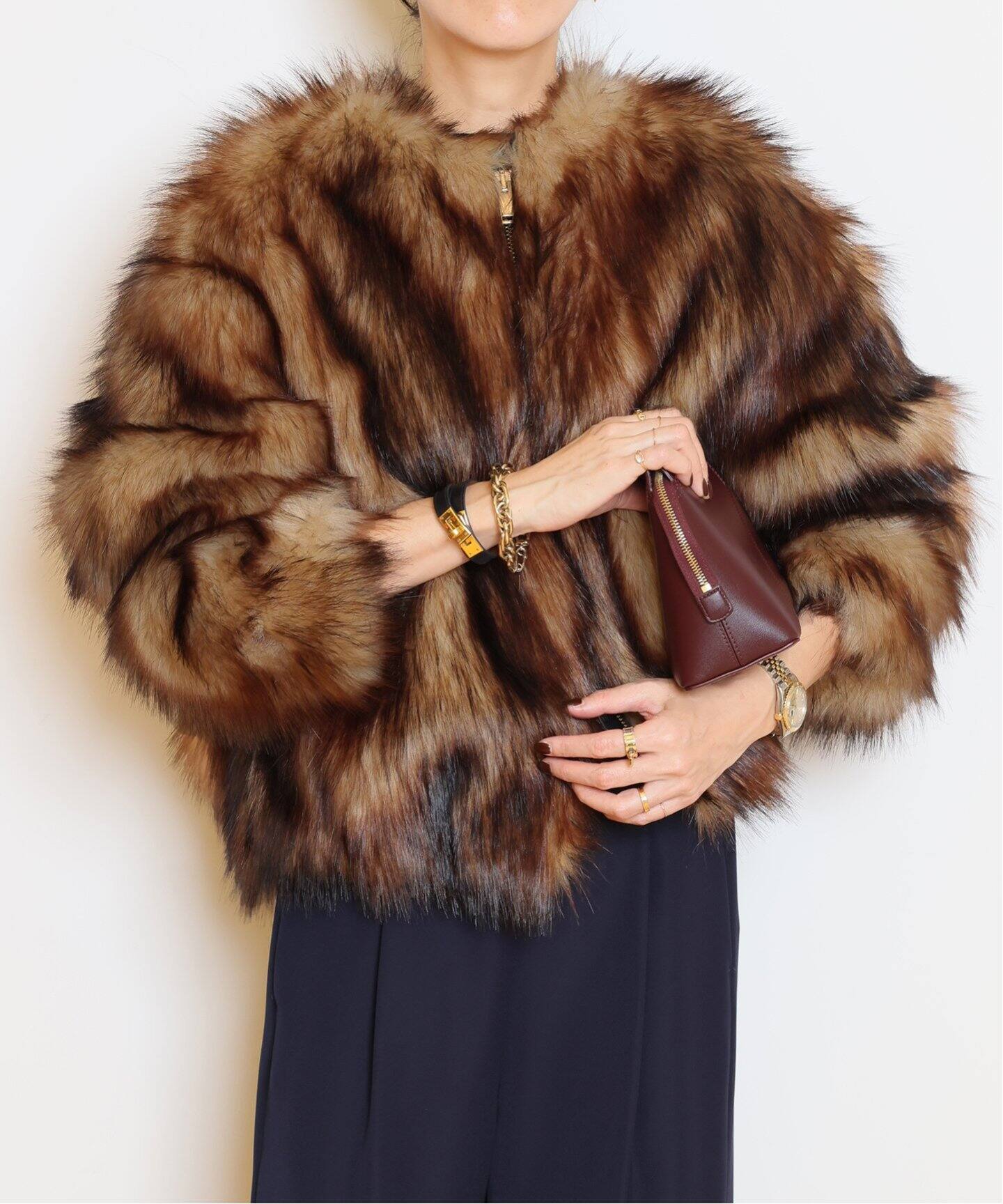 HALFBOY/ハーフボーイ】 SHORT ECO FUR コート(TABACCO)（その他 