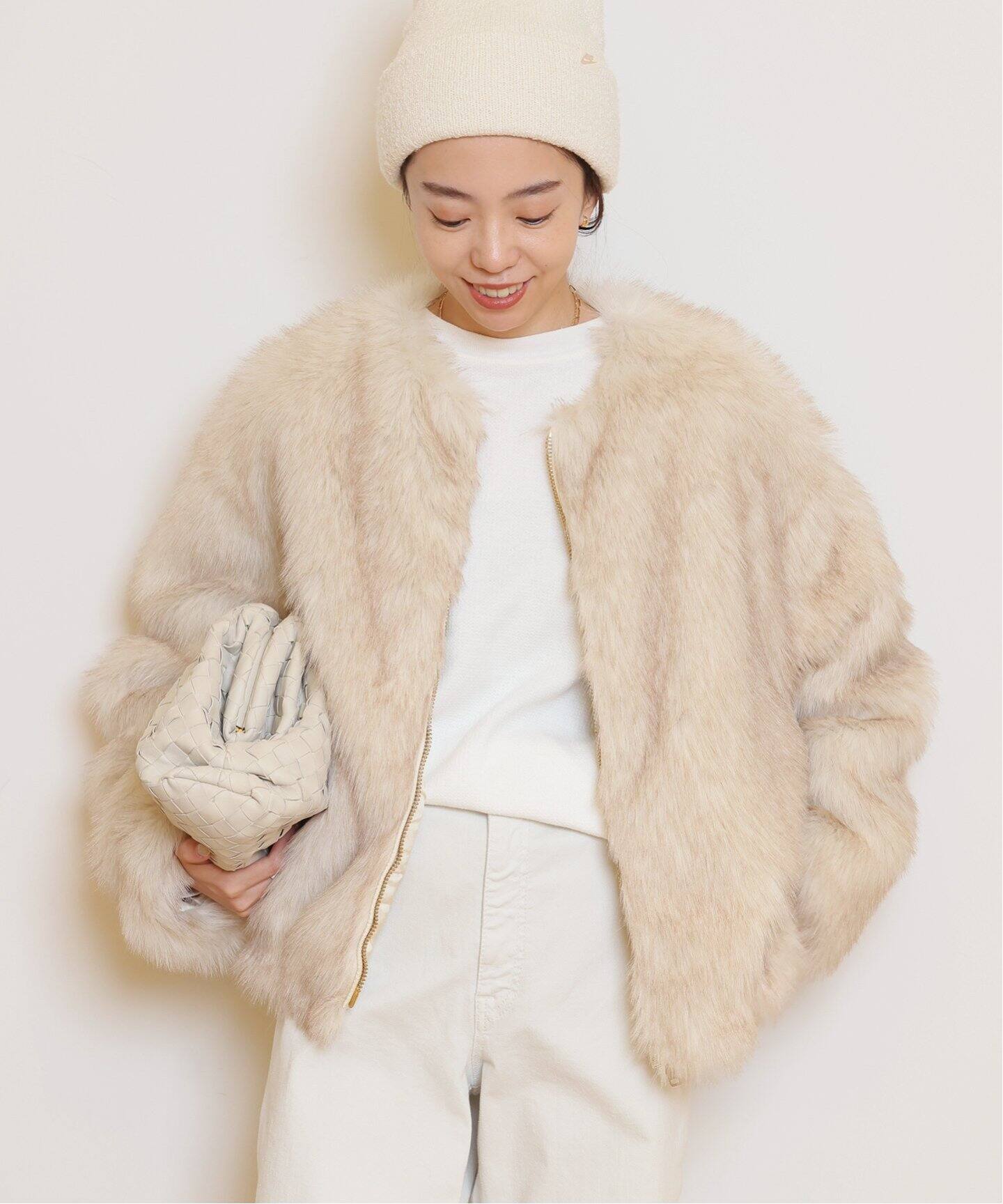 HALFBOY/ハーフボーイ】 SHORT ECO FUR コート(CREAM)（その他ブルゾン 
