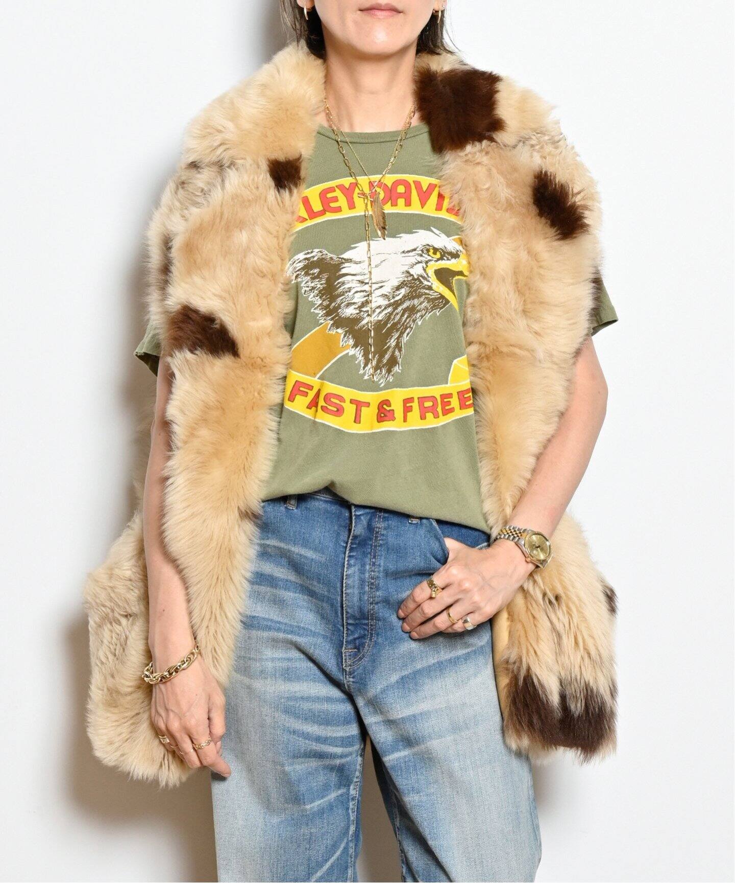 BLANCHA/ブランカ】 SPOTTED TOSCANA SHEEPSKIN ベスト（ベスト  