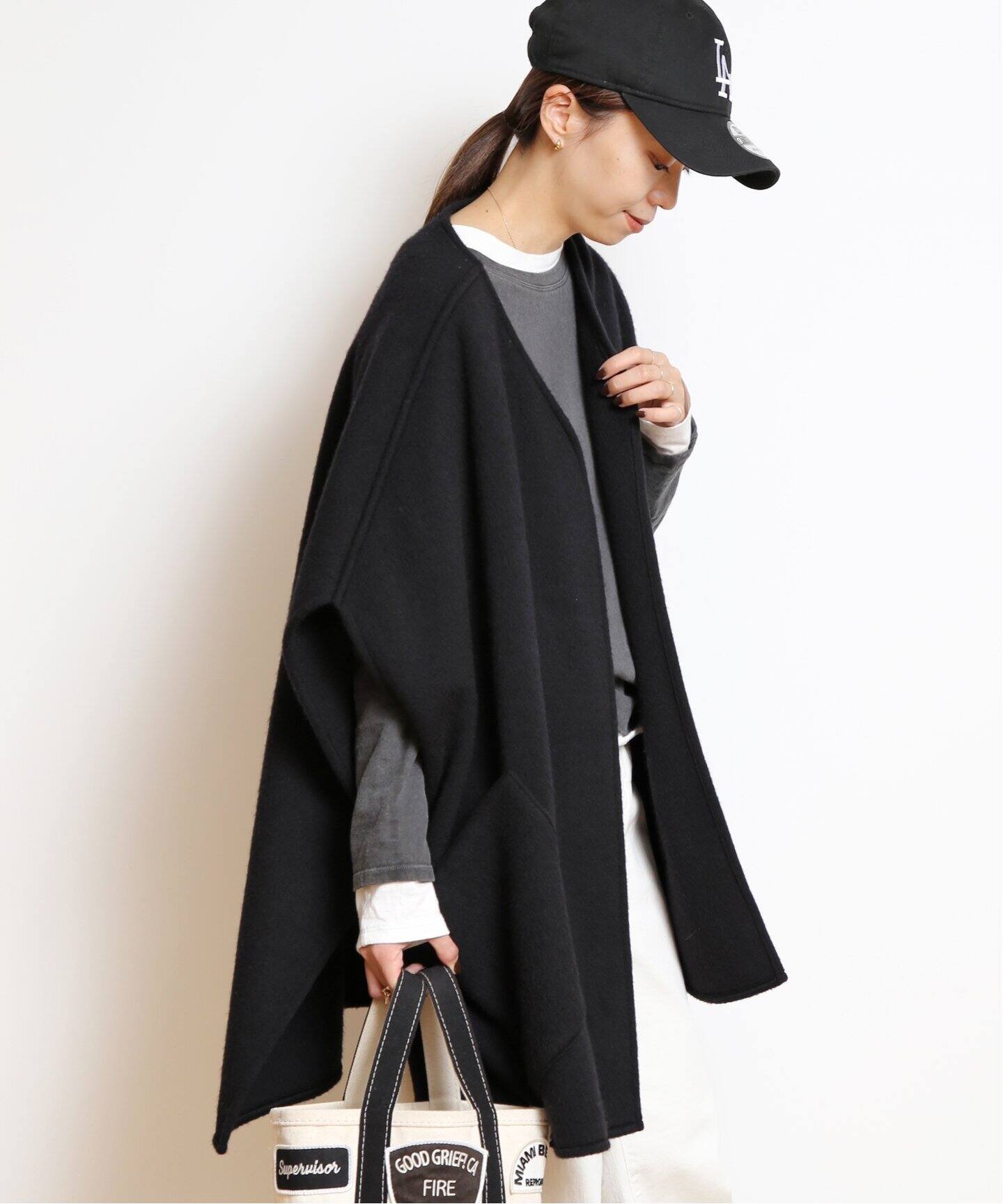 COGTHEBIGSMOKE ブラック ポンチョコート COGTHEBIGSMOKE / コグ  