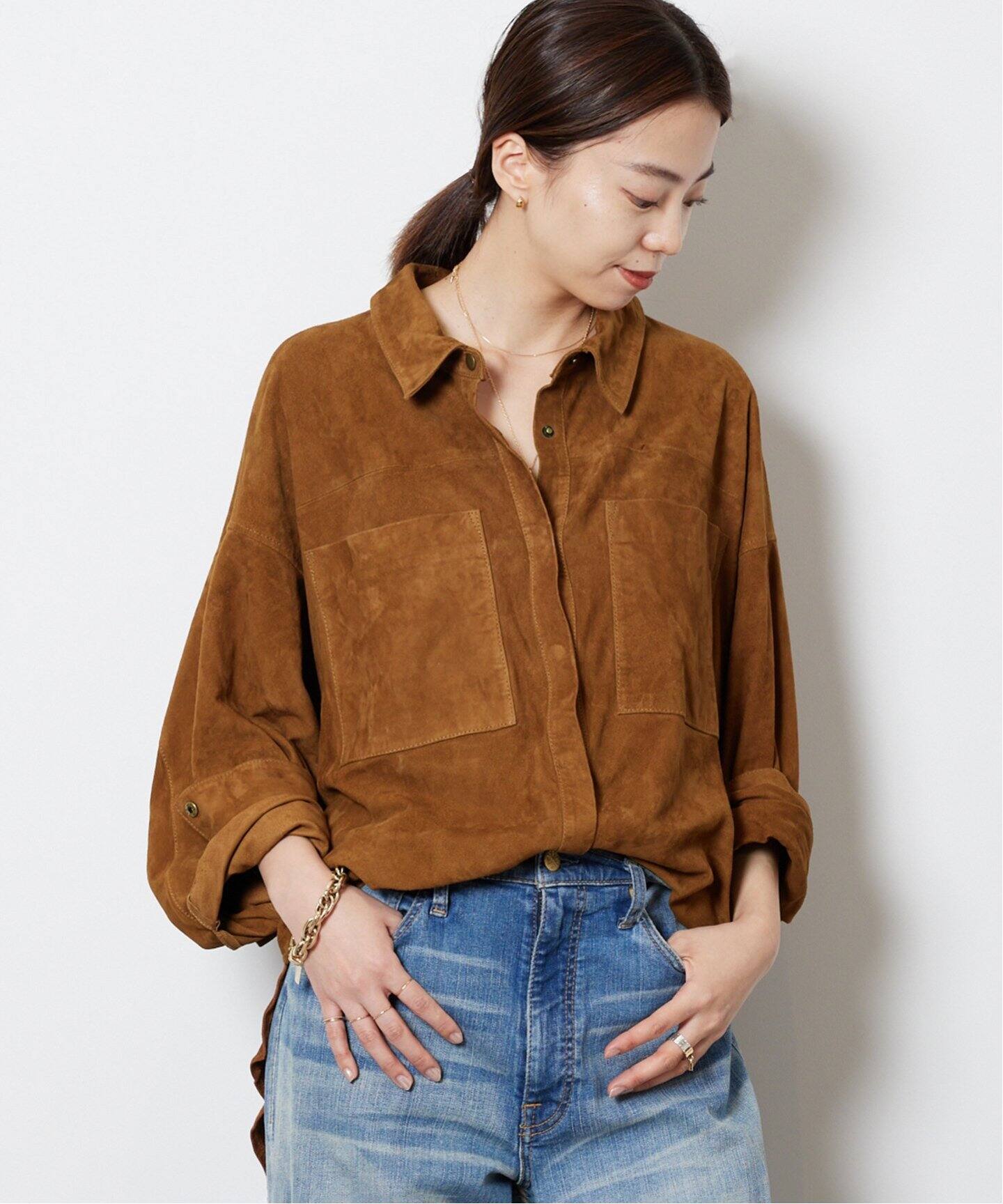 OneTeaSpoon/ワンティースプーン】TAN SUEDE DARIA ジャケット（レザー 