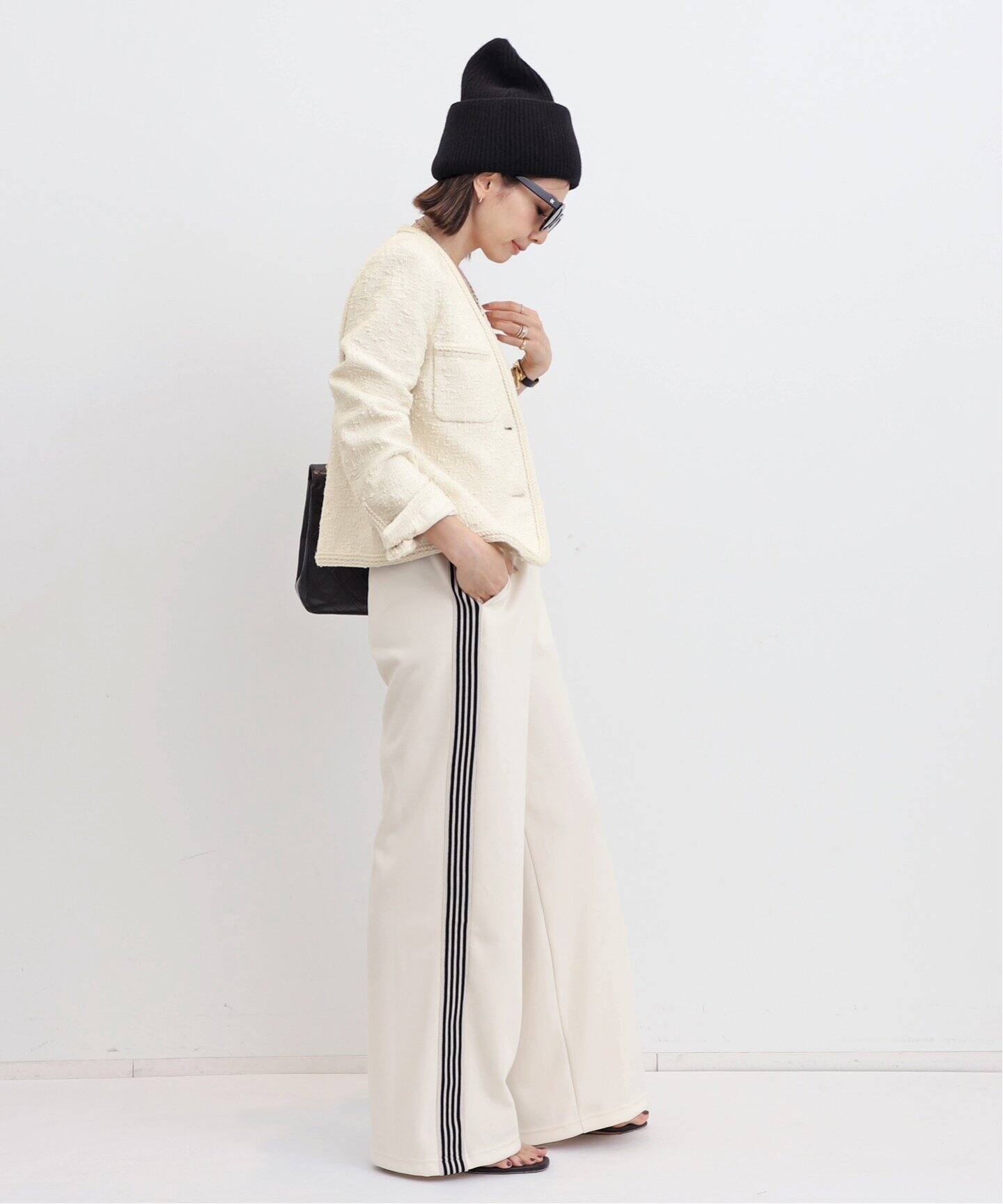Original Yarn Tweed Jacket（ノーカラージャケット）｜L