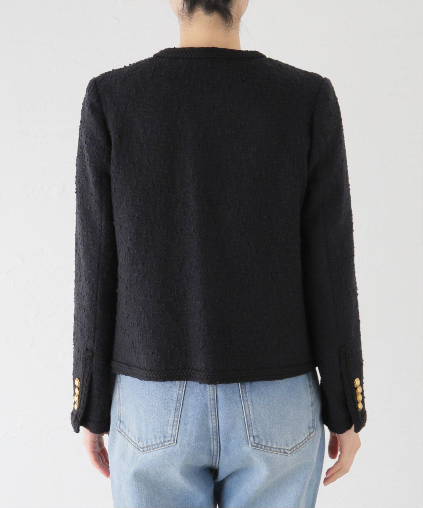 Original Yarn Tweed Jacket（ノーカラージャケット）｜L