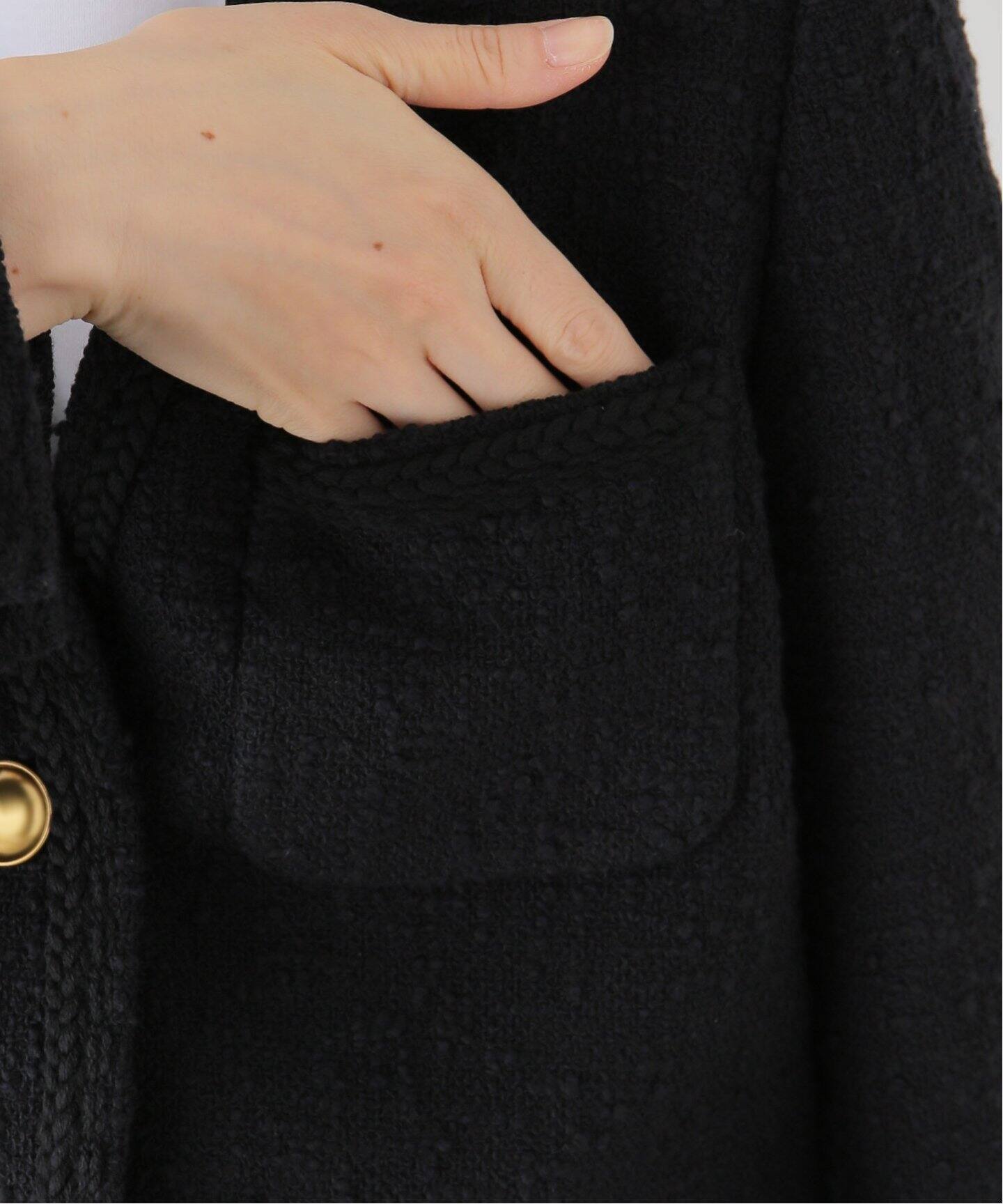 Original Yarn Tweed Jacket（ノーカラージャケット）｜L