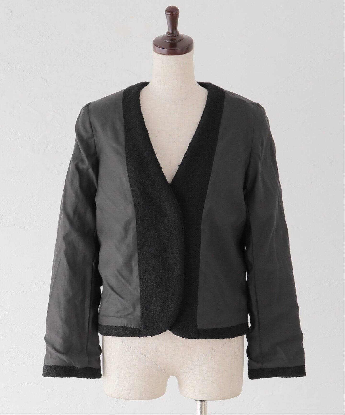 Original Yarn Tweed Jacket（ノーカラージャケット）｜L