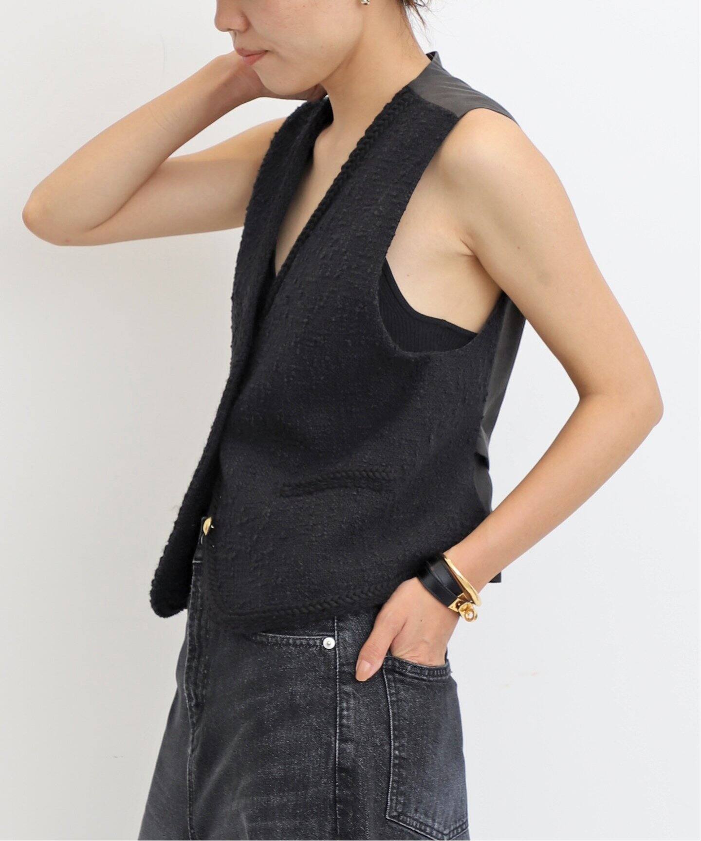 Original Yarn Tweed Vest（ジレ）｜L