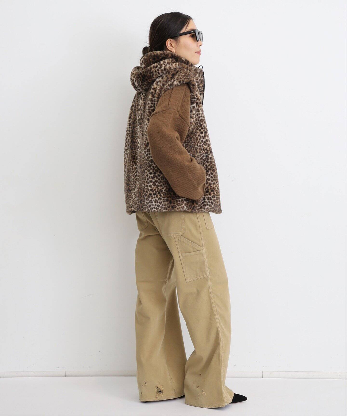 cootie レオパードダウンベスト クーティー COOTIE / Corduroy Leopard Oversized Down Vest