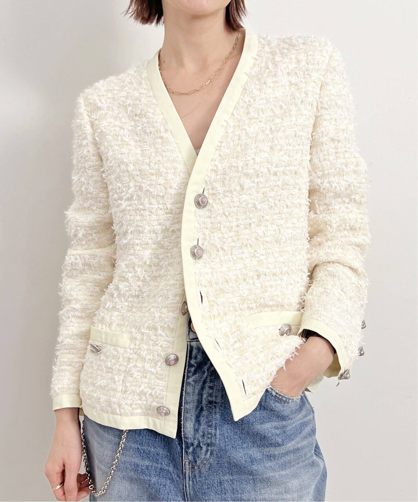 MADISON BLUE/マディソン ブルー】 COLLARLESS TWEED JACKET（ノー  