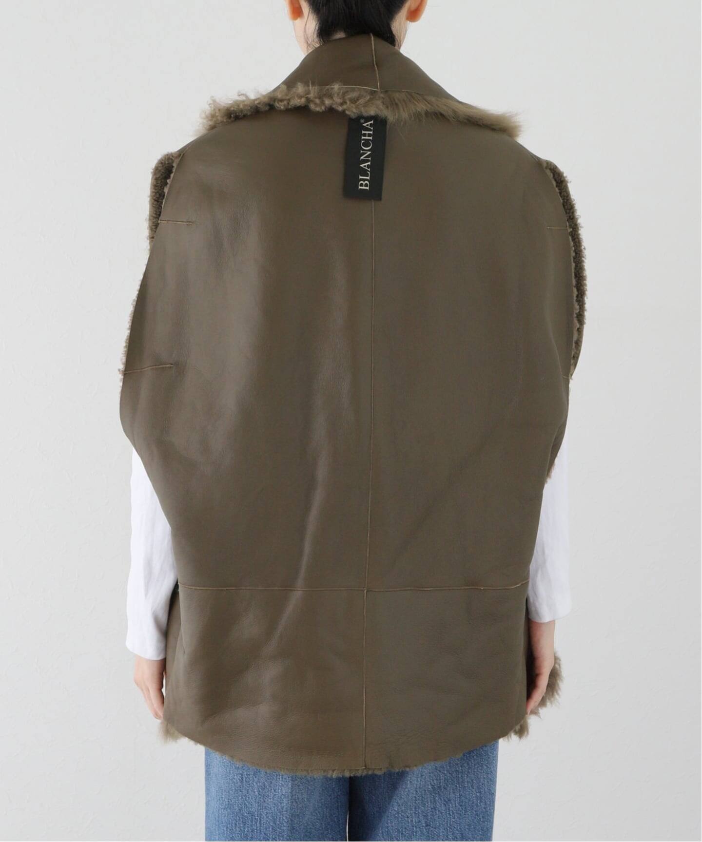 ☆けいこ☆アパルトモン BLANCHA ブランカムートンベスト ブラウン 予約》【BLANCHA/ブランカ】 MOUTON VEST（ベスト）｜L