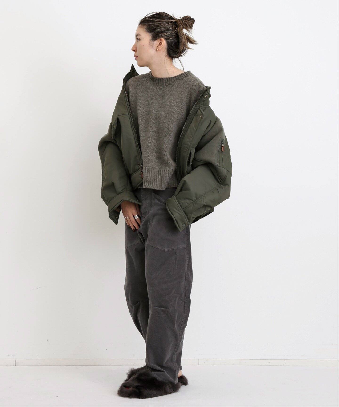 R13/アールサーティーン】 RIBBED FLIGHT BOMBER JACKET（ミリタリー 