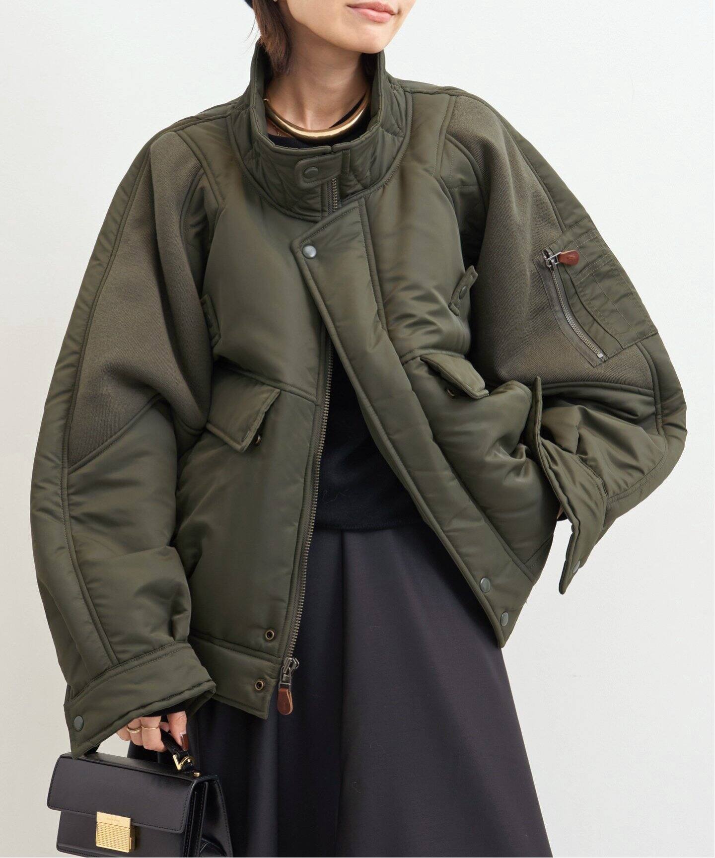 R13/アールサーティーン】 RIBBED FLIGHT BOMBER JACKET（ミリタリー 