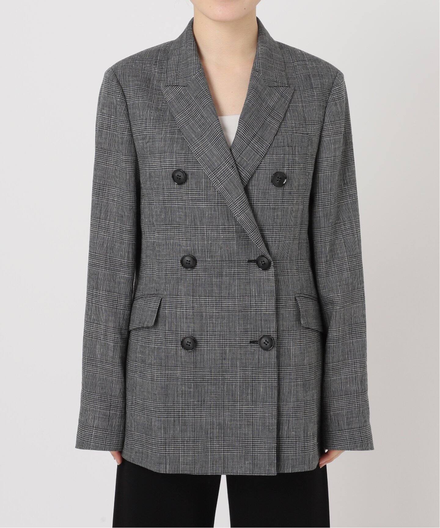 リネンミックスチェックドジャケット（テーラードジャケット）｜AP  