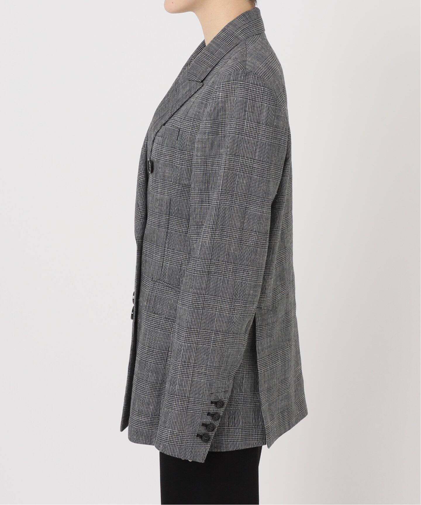 リネンミックスチェックドジャケット（テーラードジャケット）｜AP  