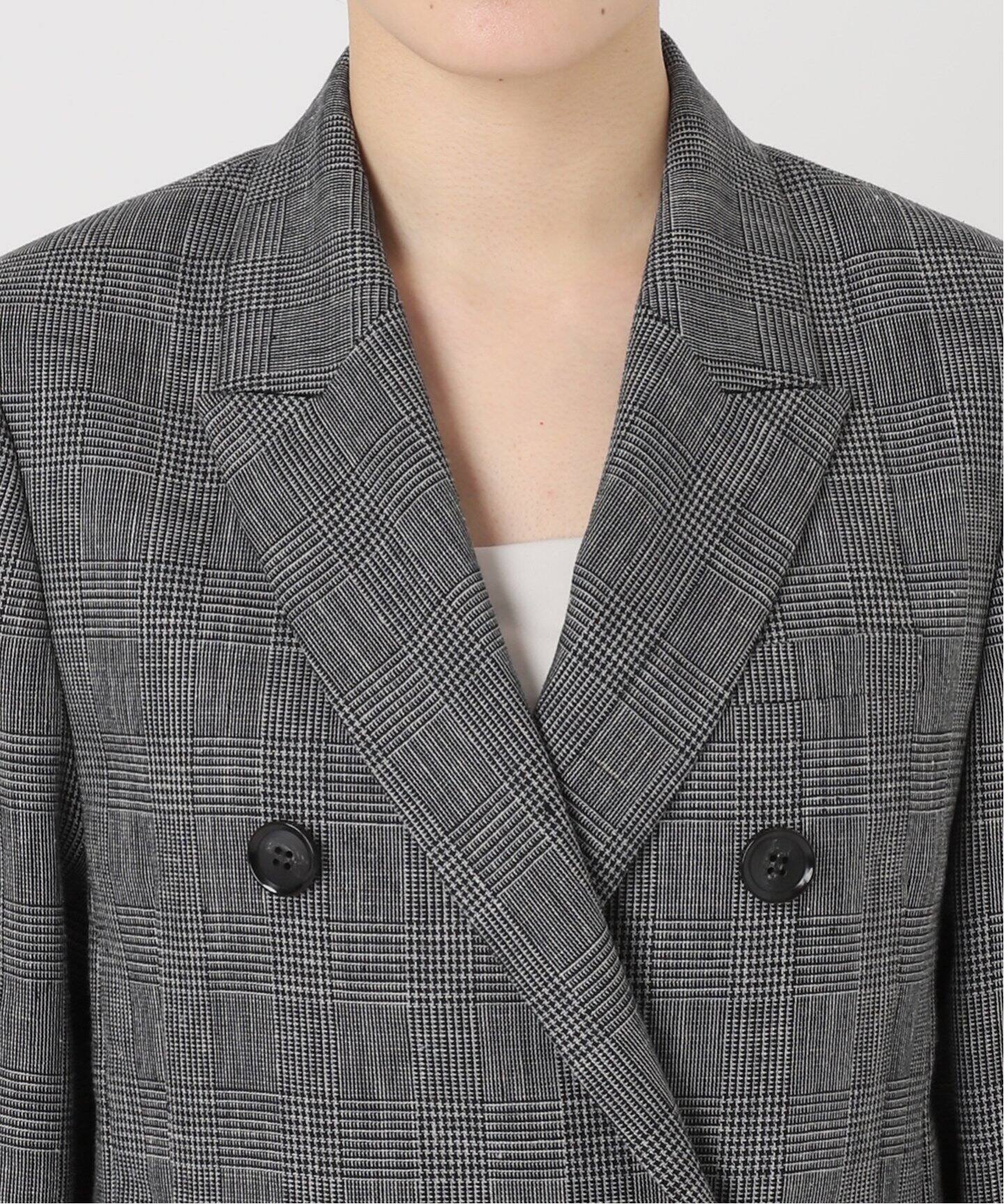 リネンミックスチェックドジャケット（テーラードジャケット）｜AP  