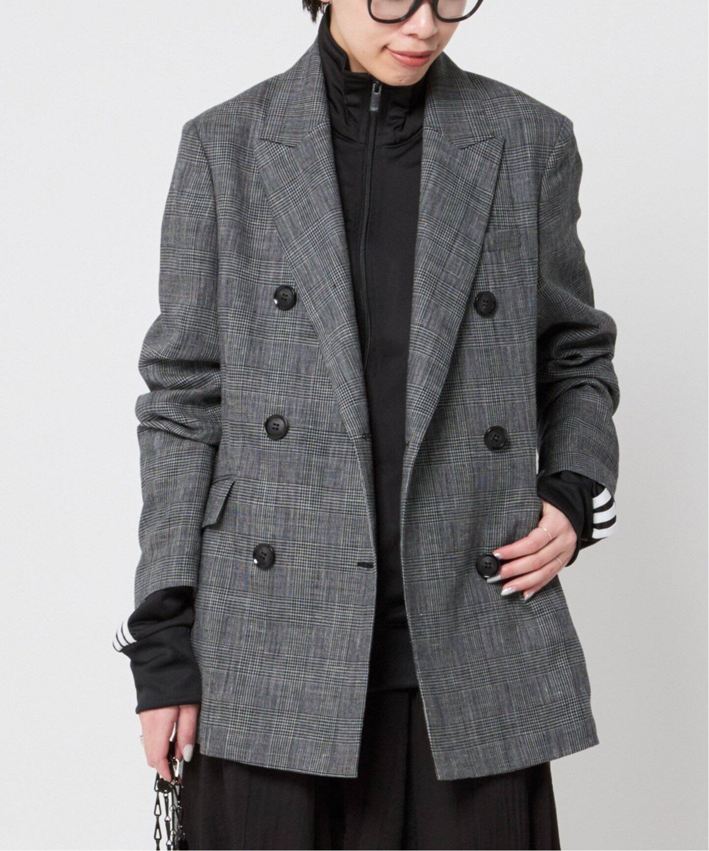 リネンミックスチェックドジャケット（テーラードジャケット）｜AP  