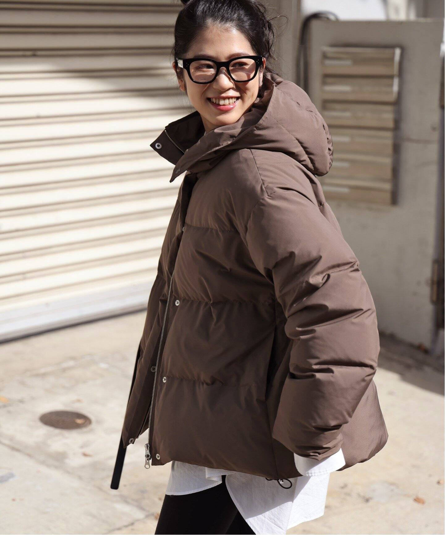 フードダウンジャケット(ブラウン)（ダウンジャケット）｜AP STUDIO  