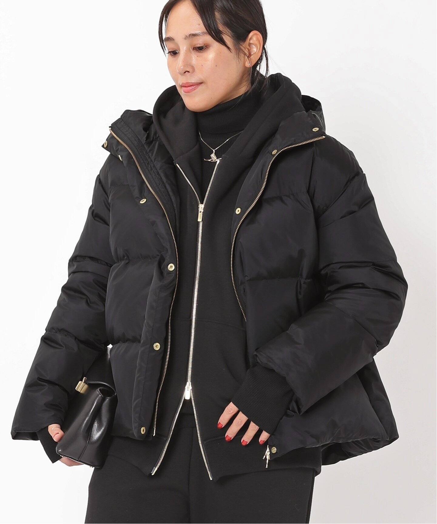 フードダウンジャケット(ブラック)（ダウンジャケット）｜AP STUDIO  