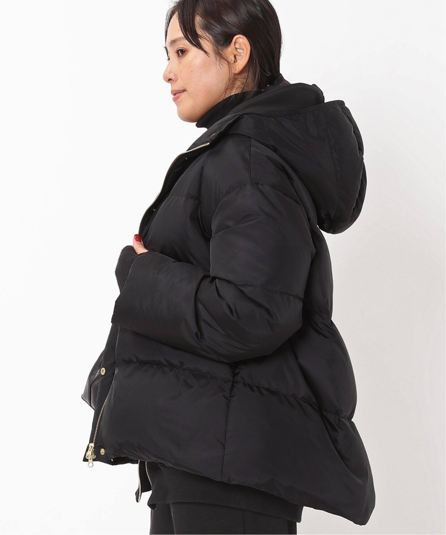 フードダウンジャケット(ブラック)（ダウンジャケット）｜AP STUDIO  