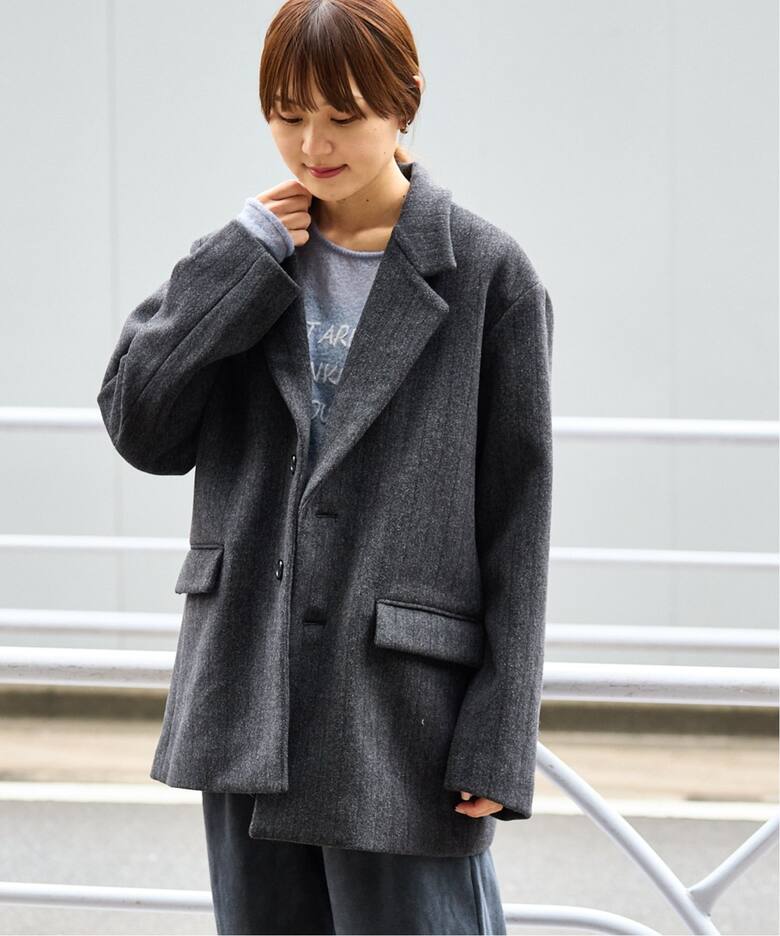 ウールMIXヘリンボーンテーラージャケット（テーラードジャケット  