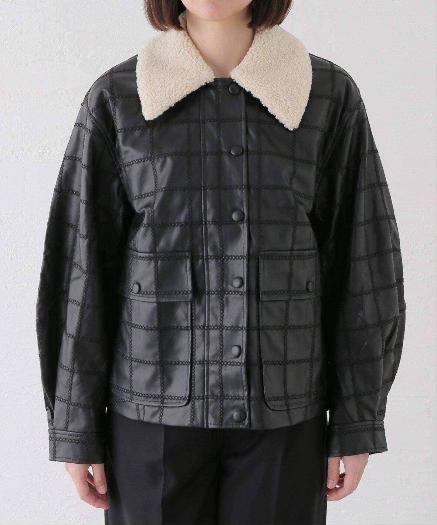 BAUM UND PFERDGARTEN】ファーカラーフェイクレザーブルゾン（その他  