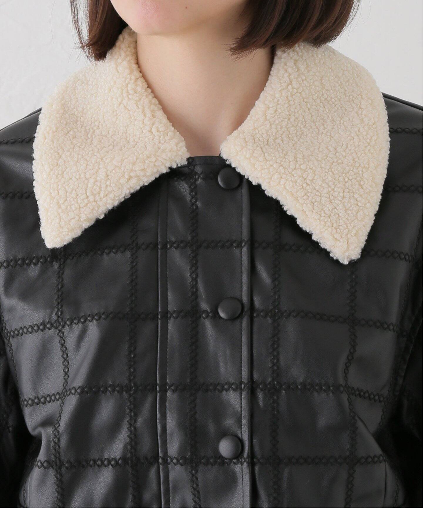 BAUM UND PFERDGARTEN】ファーカラーフェイクレザーブルゾン（その他  