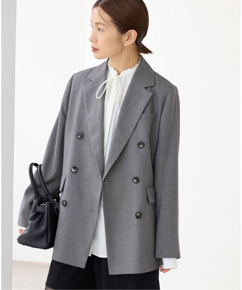 ウール混ギャバ Wブレストジャケット（テーラードジャケット）｜IENA  