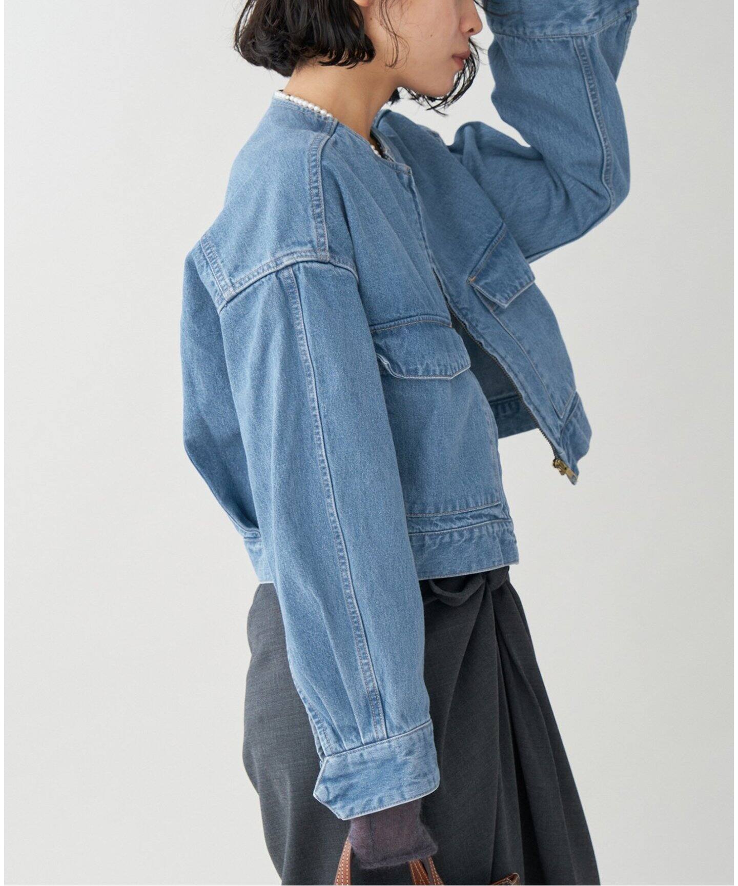 CURRENTAGE/カレンテージ 別注 ノーカラーデニムジャケット（デニム  