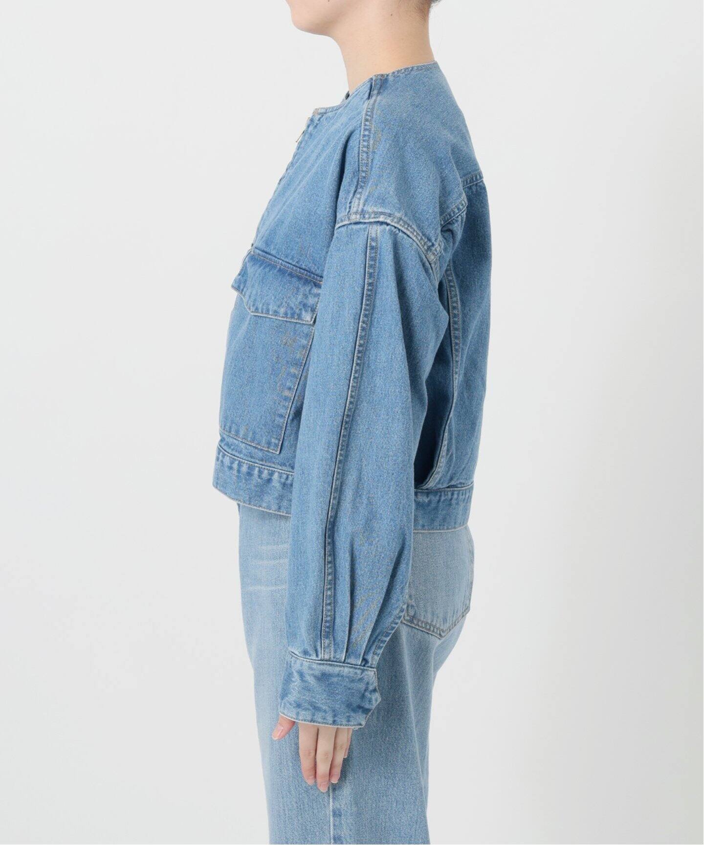 CURRENTAGE/カレンテージ 別注 ノーカラーデニムジャケット（デニム  