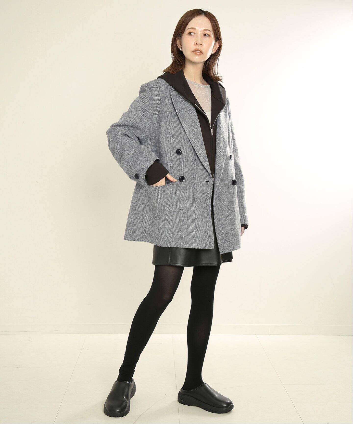 ライトシャギーヘリンボーンジャケット（テーラードジャケット  