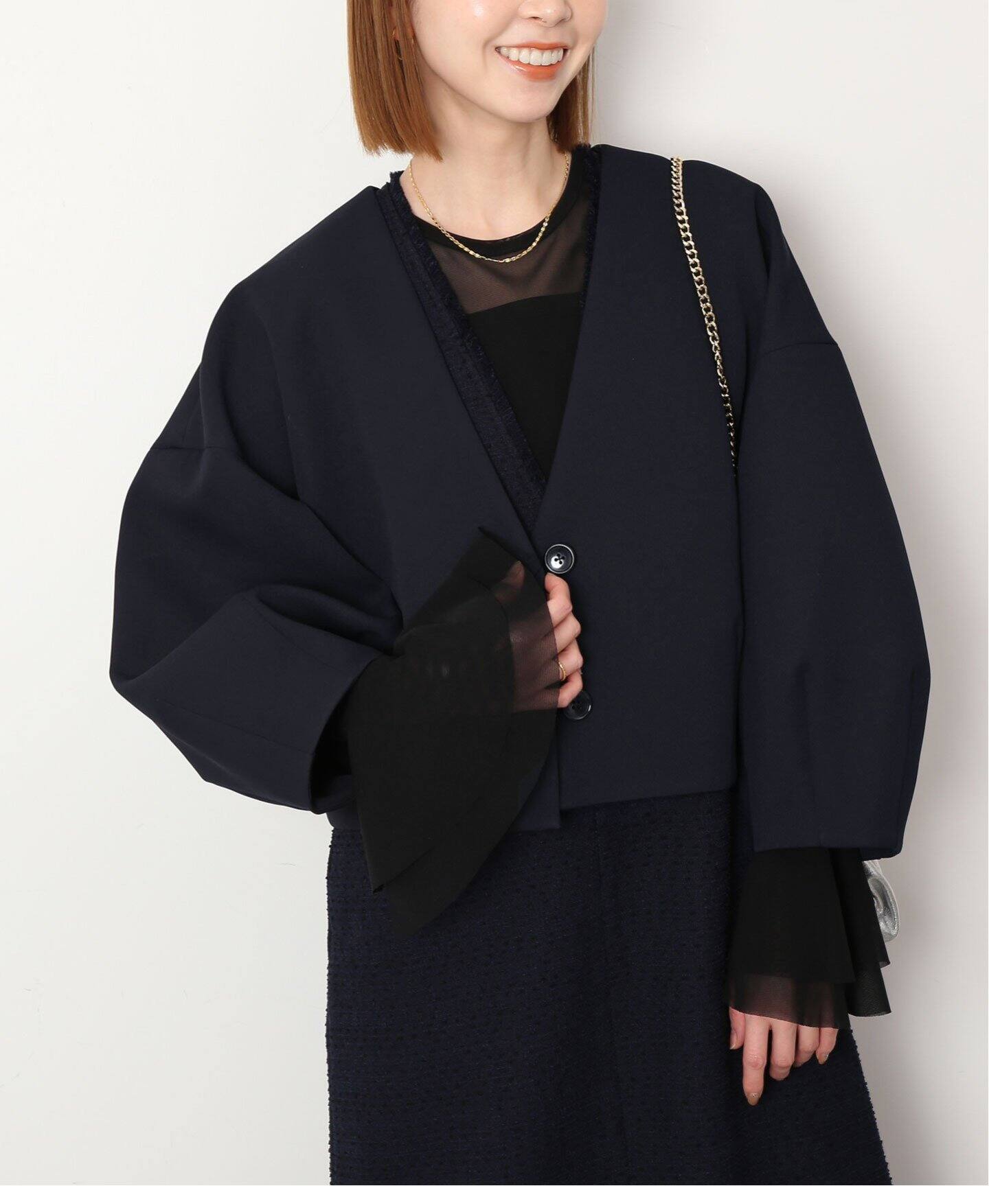 Vネックコクーンショートジャケット（その他ジャケット・スーツ  