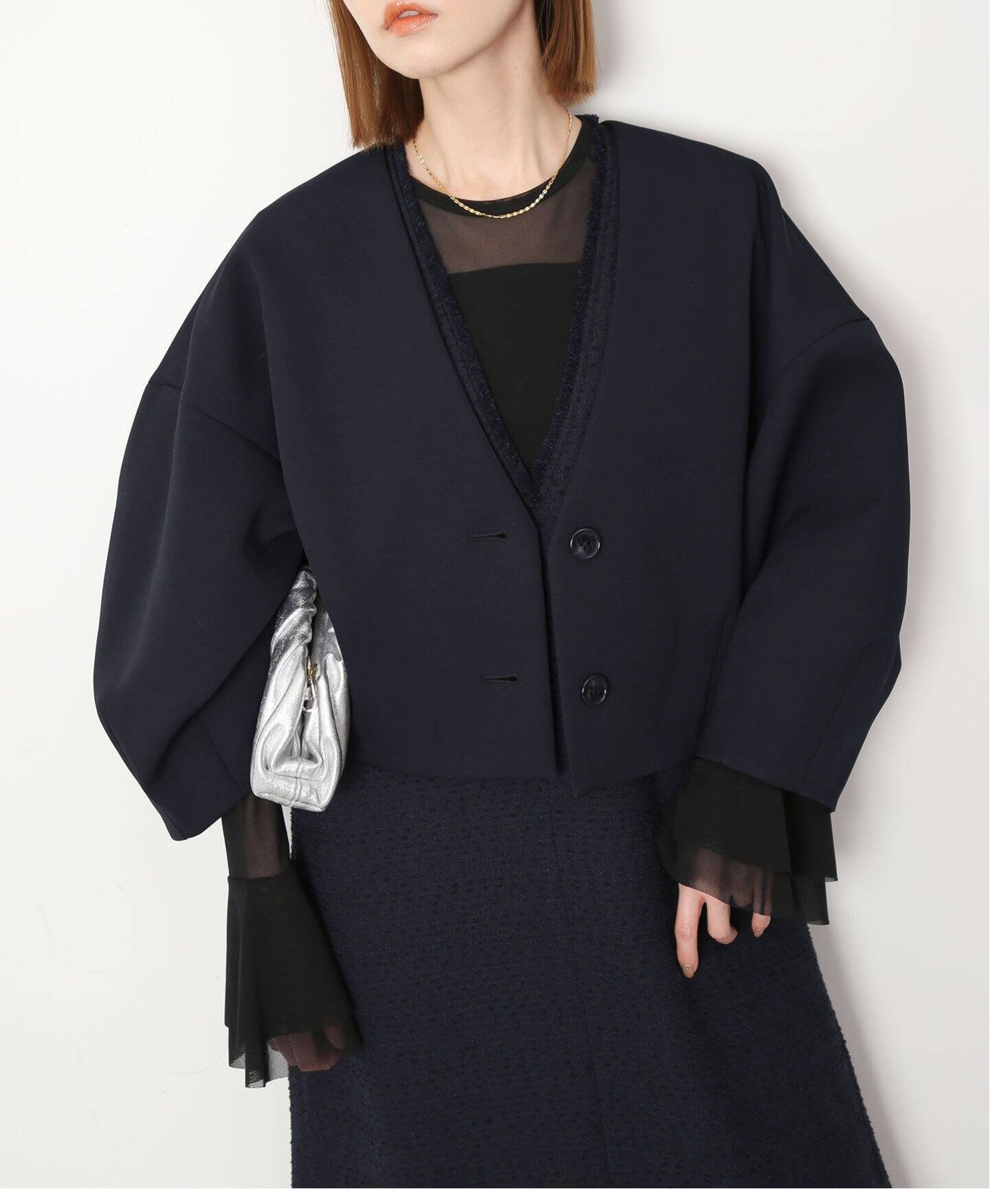 Vネックコクーンショートジャケット（その他ジャケット・スーツ  