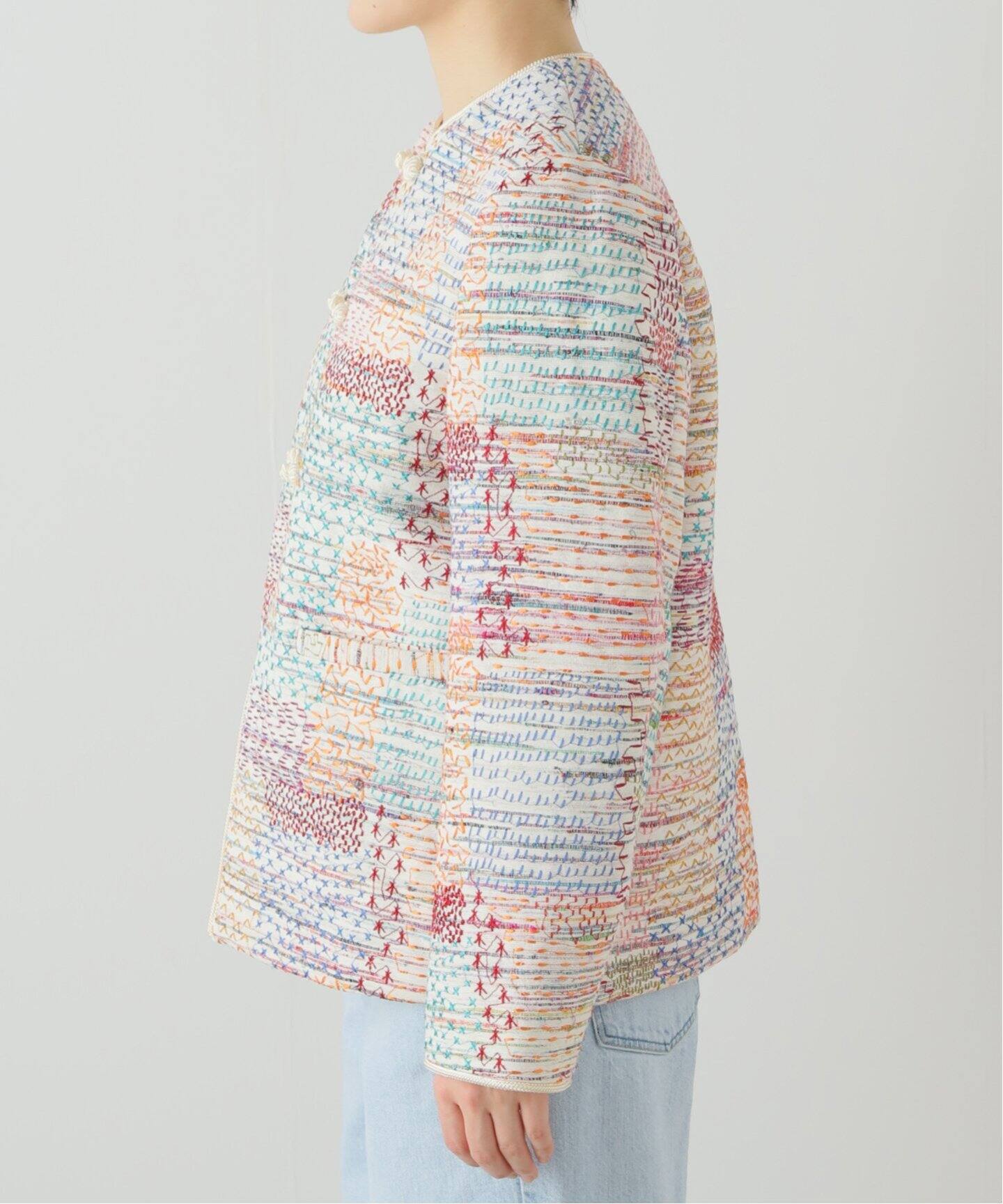 IENA LA BOUCLE かすりクロス刺繍ジャケット（その他ジャケット 