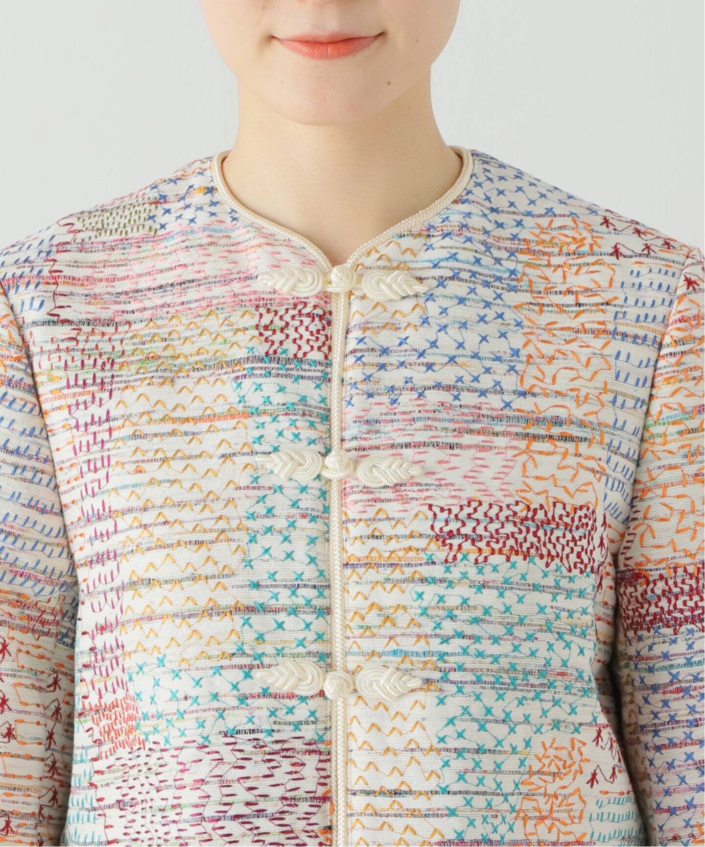 IENA LA BOUCLE かすりクロス刺繍ジャケット（その他ジャケット 