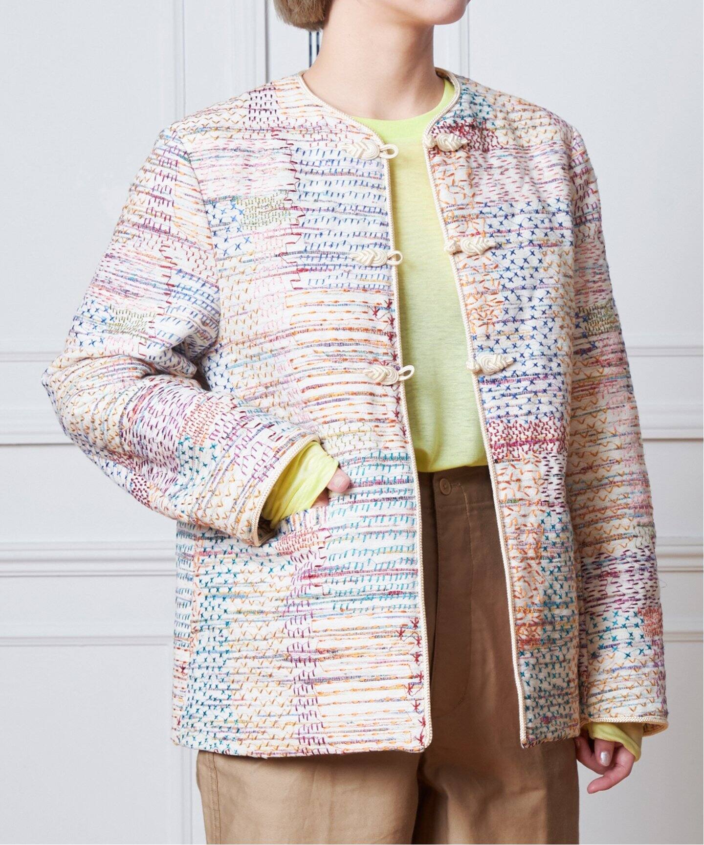 IENA LA BOUCLE かすりクロス刺繍ジャケット（その他ジャケット 
