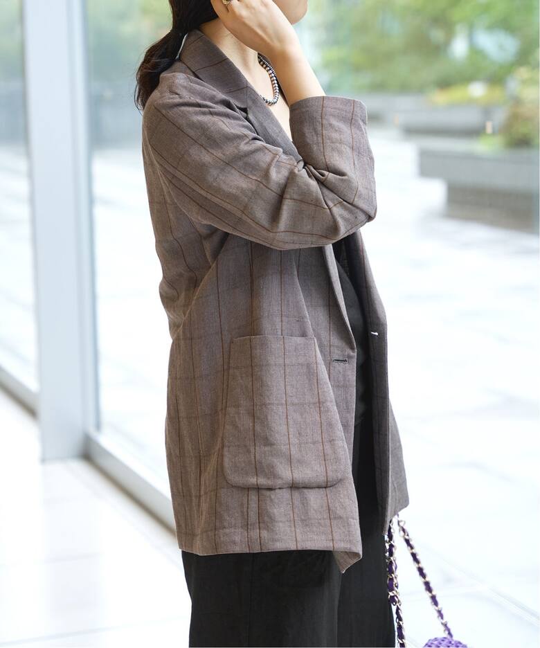 IENA LA BOUCLE リネンレーヨンウィンドペンジャケット（テーラード 