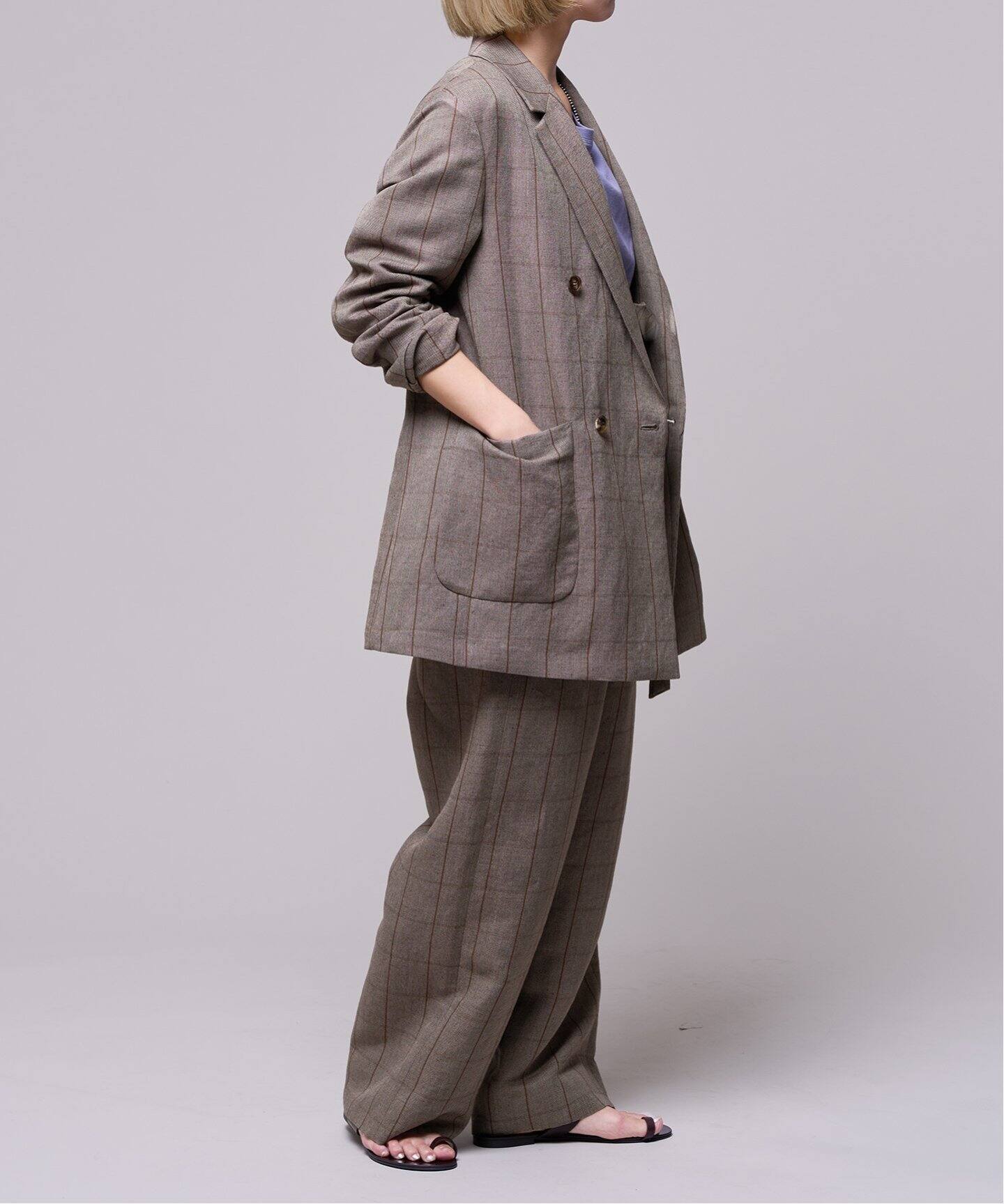 IENA LA BOUCLE リネンレーヨンウィンドペンジャケット（テーラード