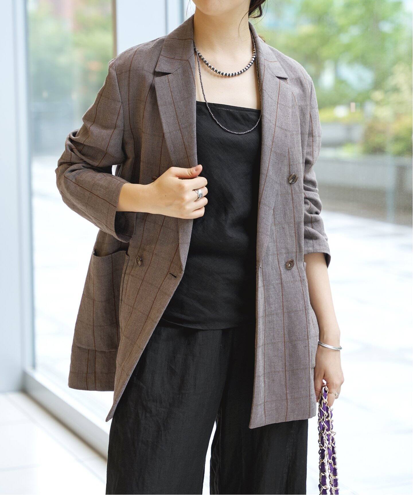 IENA LA BOUCLE リネンレーヨンウィンドペンジャケット（テーラード 