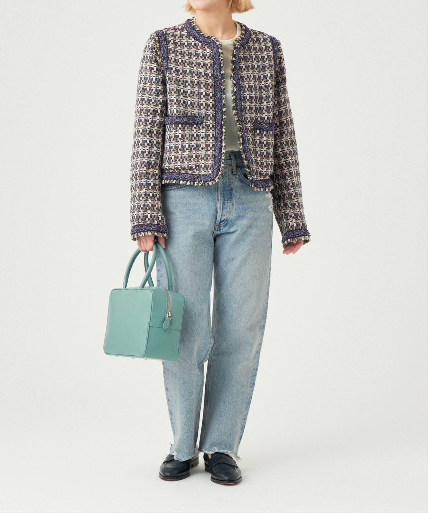 IENA LA BOUCLE LINTON ブライトツイードジャケット（ノーカラー  