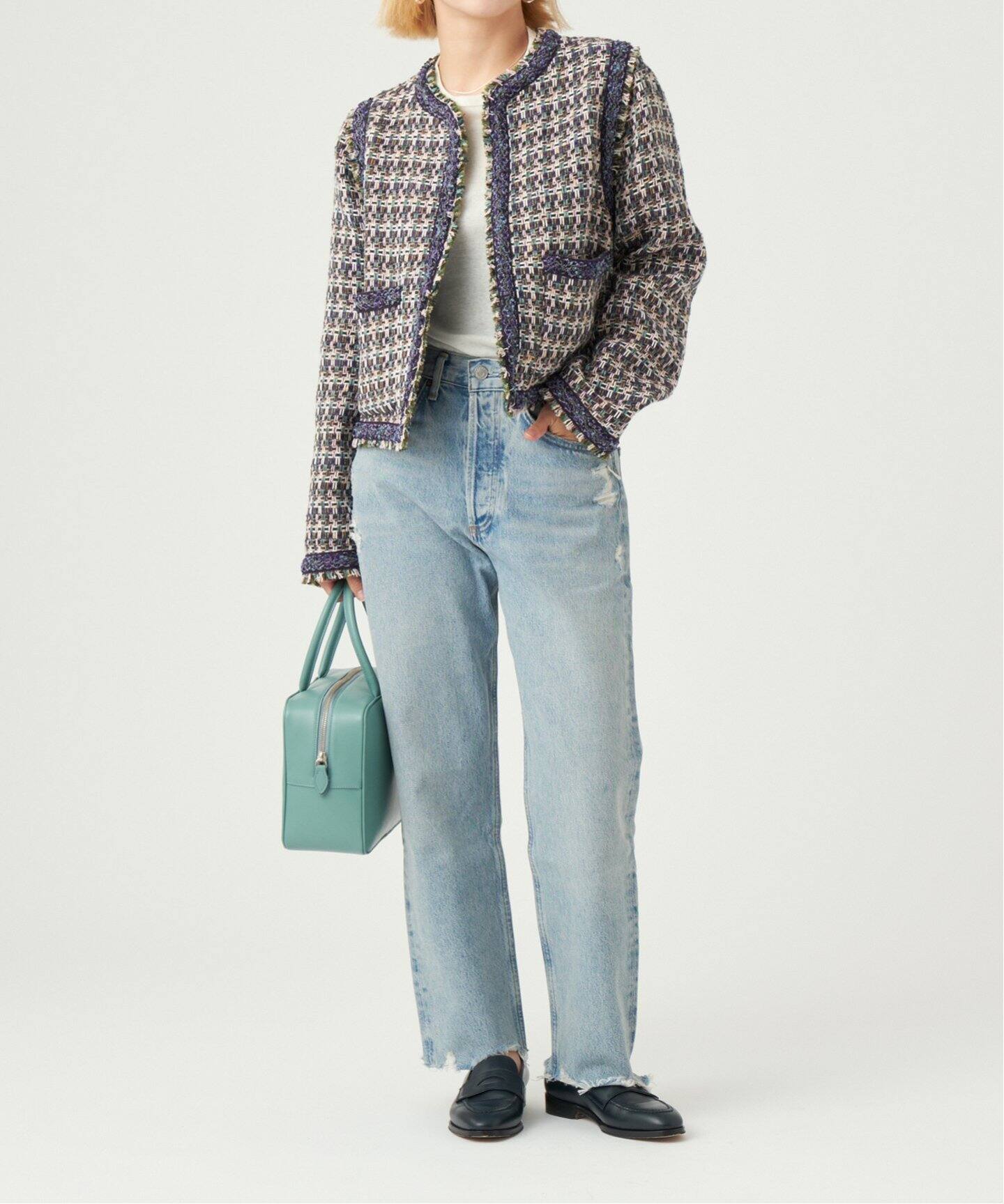 IENA LA BOUCLE LINTON ブライトツイードジャケット（ノーカラー  