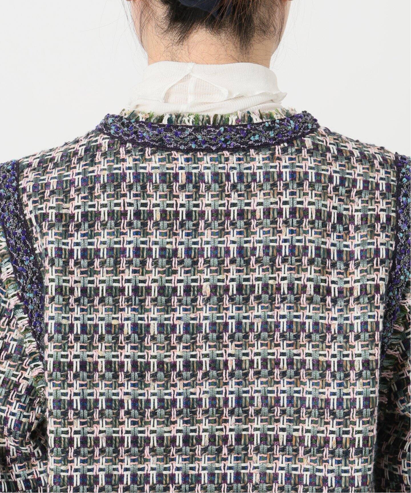 IENA LA BOUCLE LINTON ブライトツイードジャケット（ノーカラー  