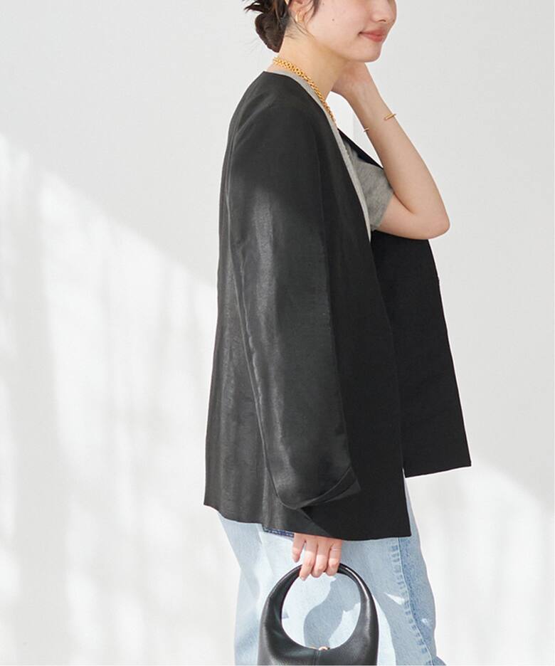 Shantung V Neck ジャケット（ノーカラージャケット）｜Plage 
