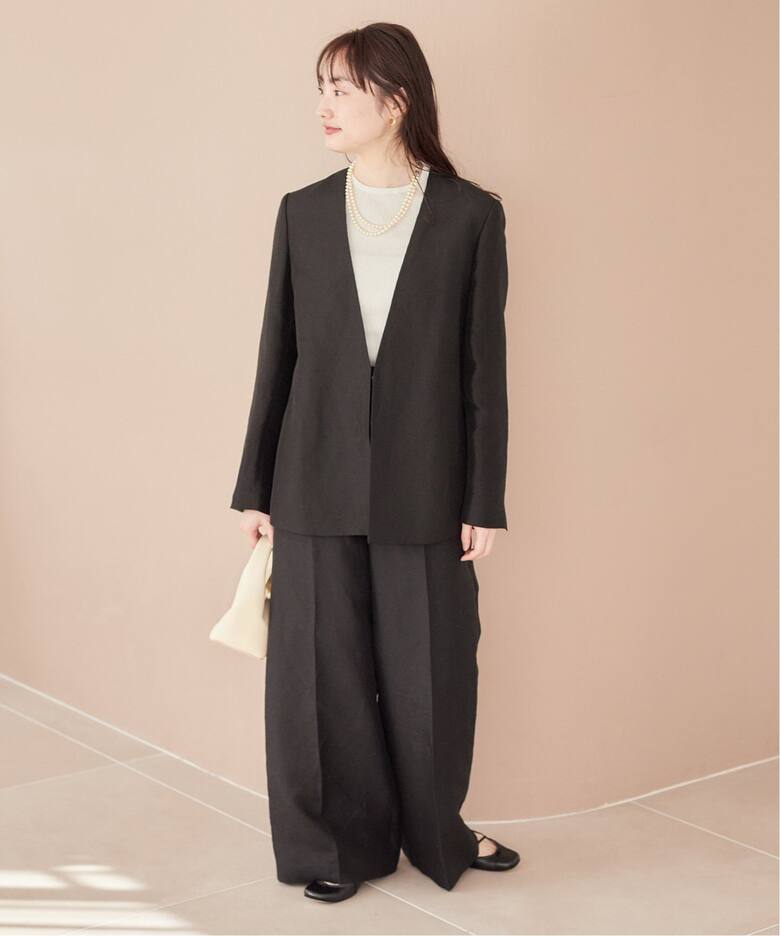 Shantung V Neck ジャケット（ノーカラージャケット）｜Plage 