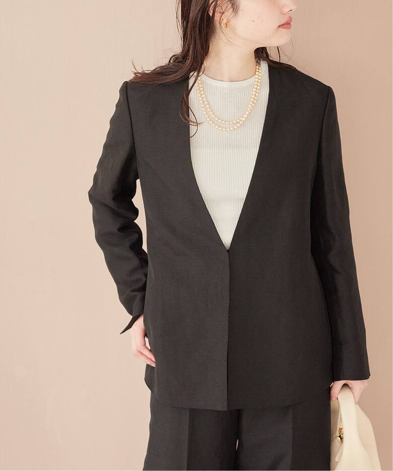 Shantung V Neck ジャケット（ノーカラージャケット）｜Plage 