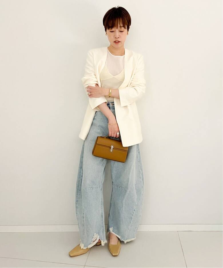 Shantung V Neck ジャケット（ノーカラージャケット）｜Plage 
