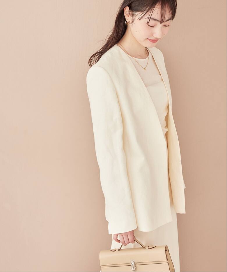 Shantung V Neck ジャケット（ノーカラージャケット）｜Plage 