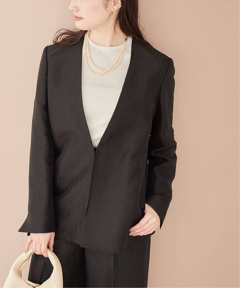 Shantung V Neck ジャケット（ノーカラージャケット）｜Plage 
